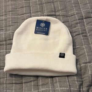 Essentials Cream Beanie Hat